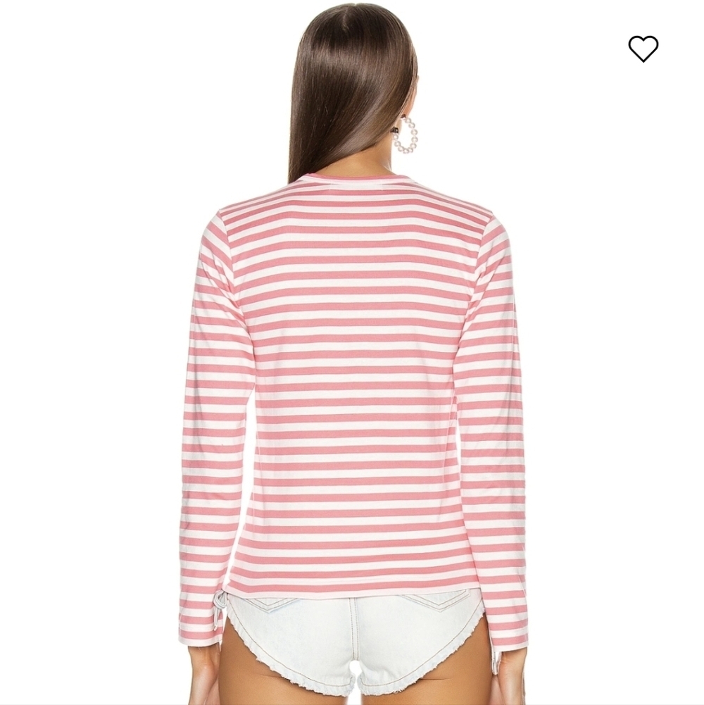 Comme Des Garcons Play Bright Stripe Long Sleeve T-shirt Pink Small NWOT - Picture 3 of 11